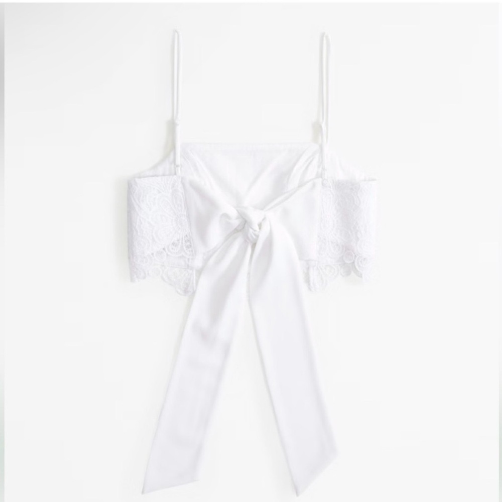 Abercrombie Ultra Cropped Lace Squareneck Set Top NWT - Picture 7 of 10